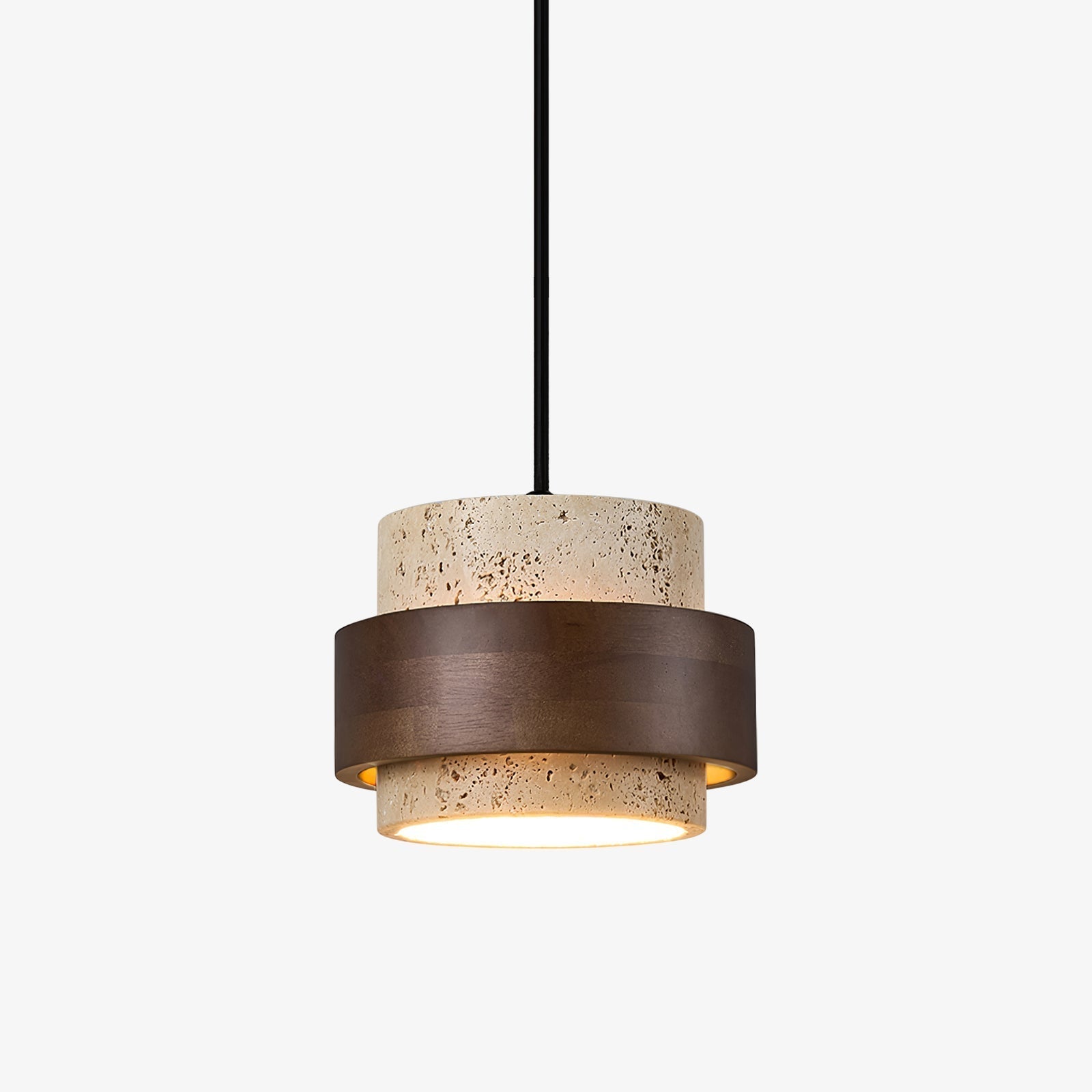 Cumirora Layered Cylinder Travertine Pendant Light