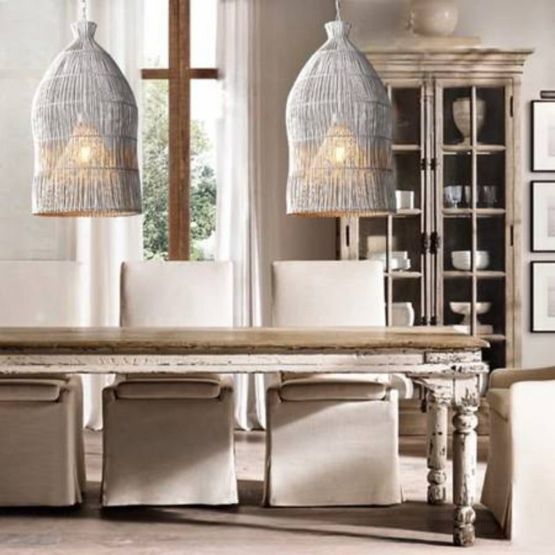 Ritta Design Birdcage LED Pendant Light Rattan Bedroom Living Room