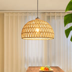 Ritta Retro LED Pendant Light Wood Rattan Bedroom Restaurant