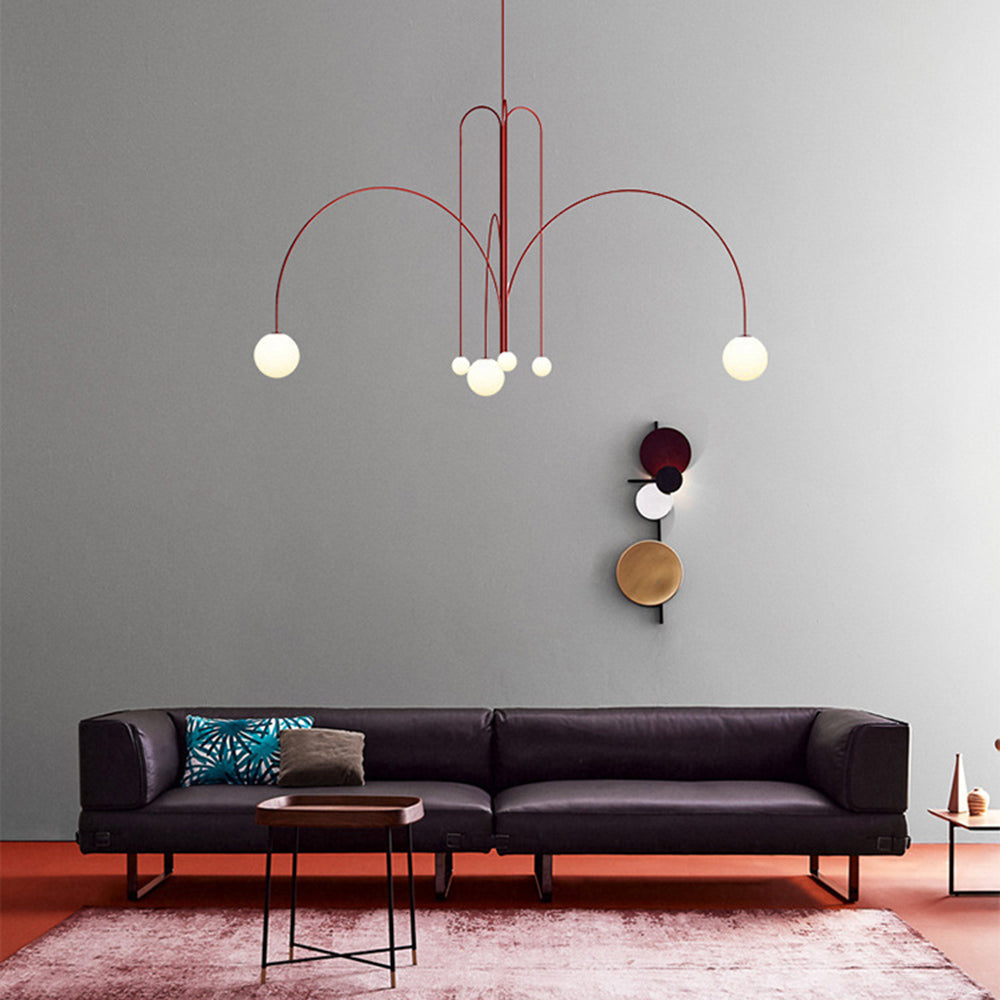 Aria  Glass Pendant Light Black Red Gold