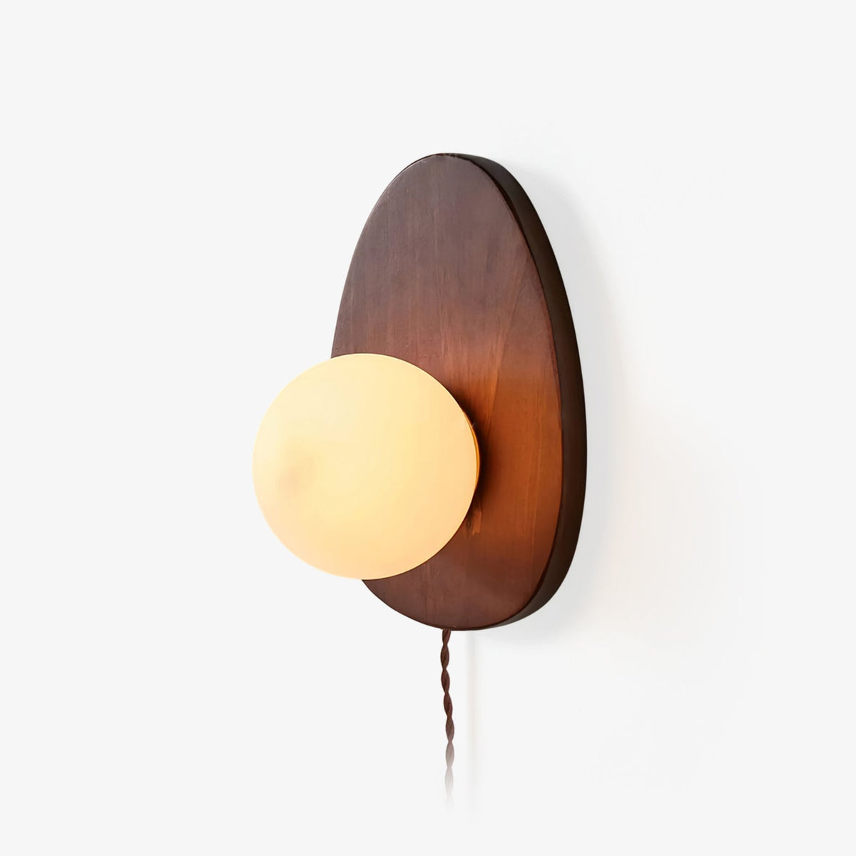 Nylaeiel Nordic Art Plug-in Walnut Glass Wood Wall Lamp