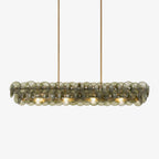 Aurora Chandelier Linear Amber Pressed Glass Disc Modern