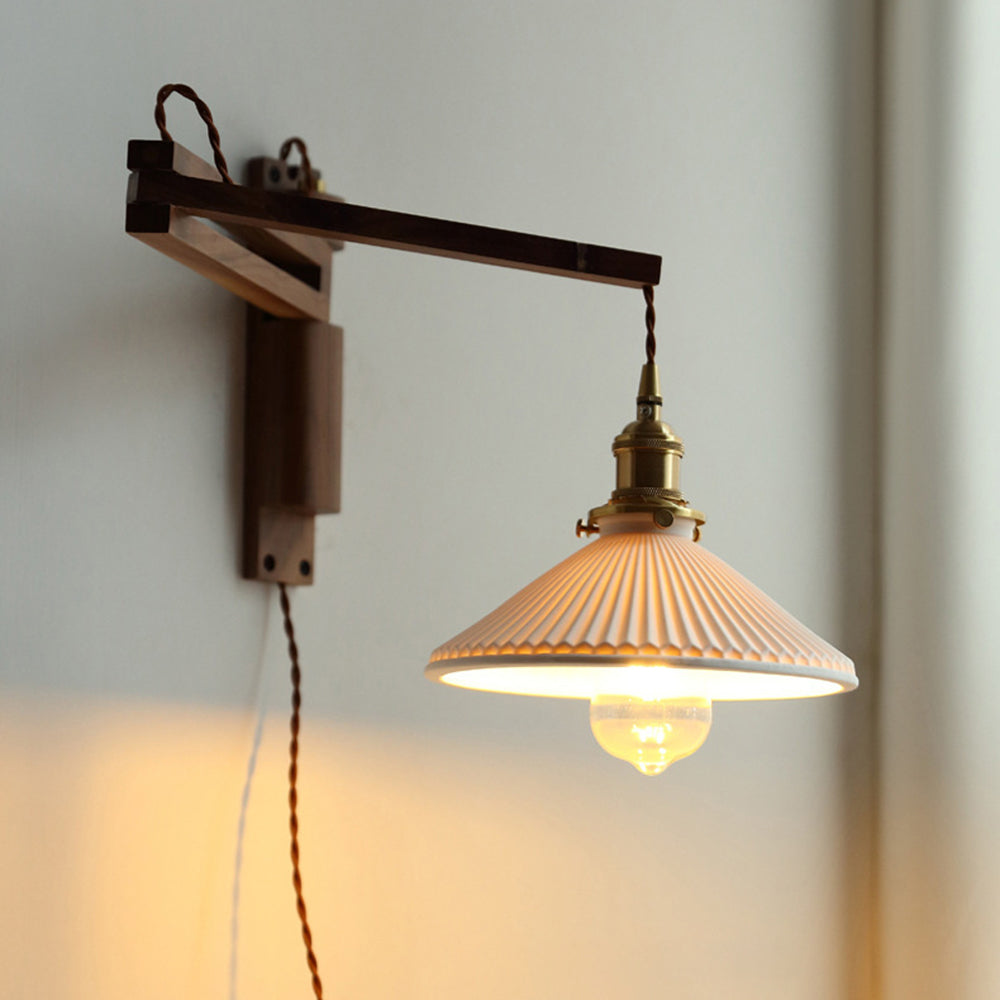 Muto Vintage Dome Ceramic/Wood Wall Lamp