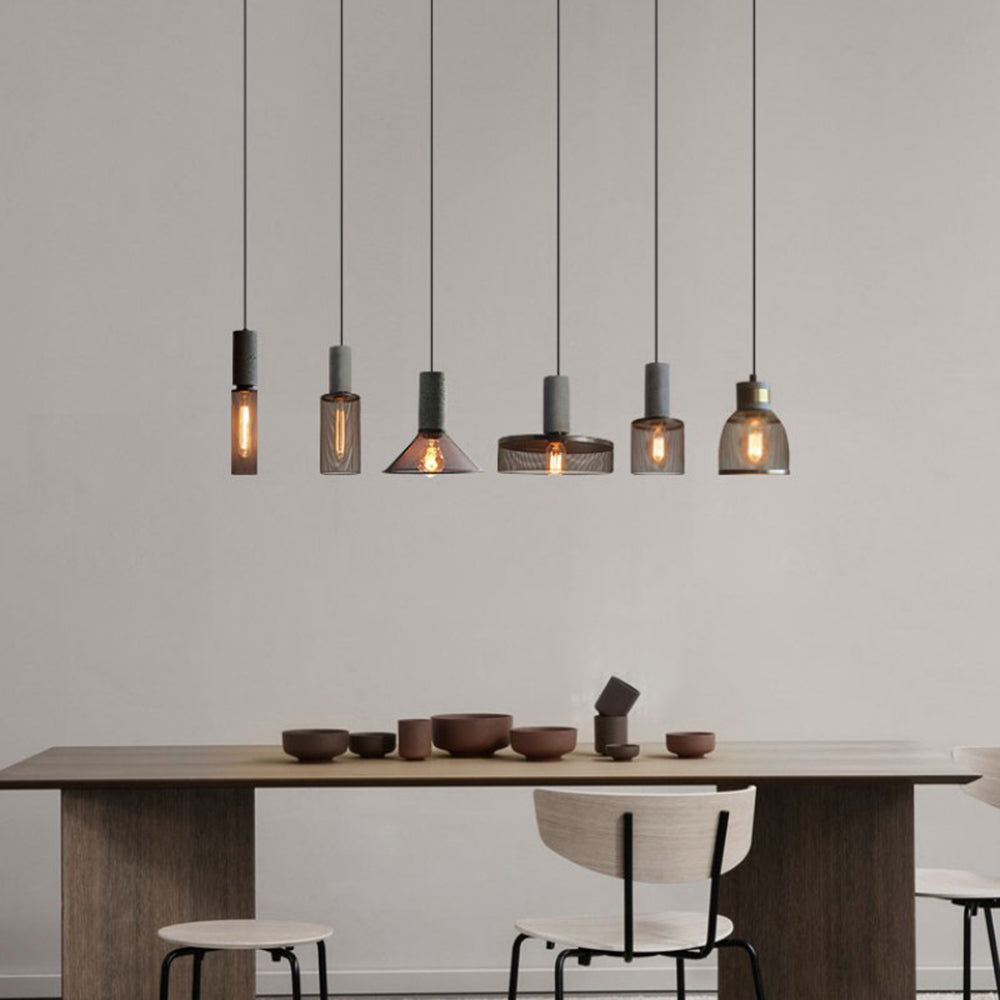 Arisha Industrial Cylindrical Pendant Light, Cement  Wabi-Sabi