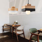 Valentina Modern Square Round Pendant Light Wood Living Room