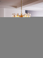 Aurora Chandelier Amber Leaf Glass Layered Organic Warmth