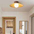 Muto Vintage Flush Mount Ceiling Light Wood Glass Bar Hotels