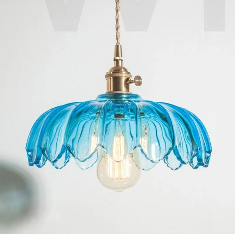 Valentina Retro LED Flower Pendant Light Glass Dining Room