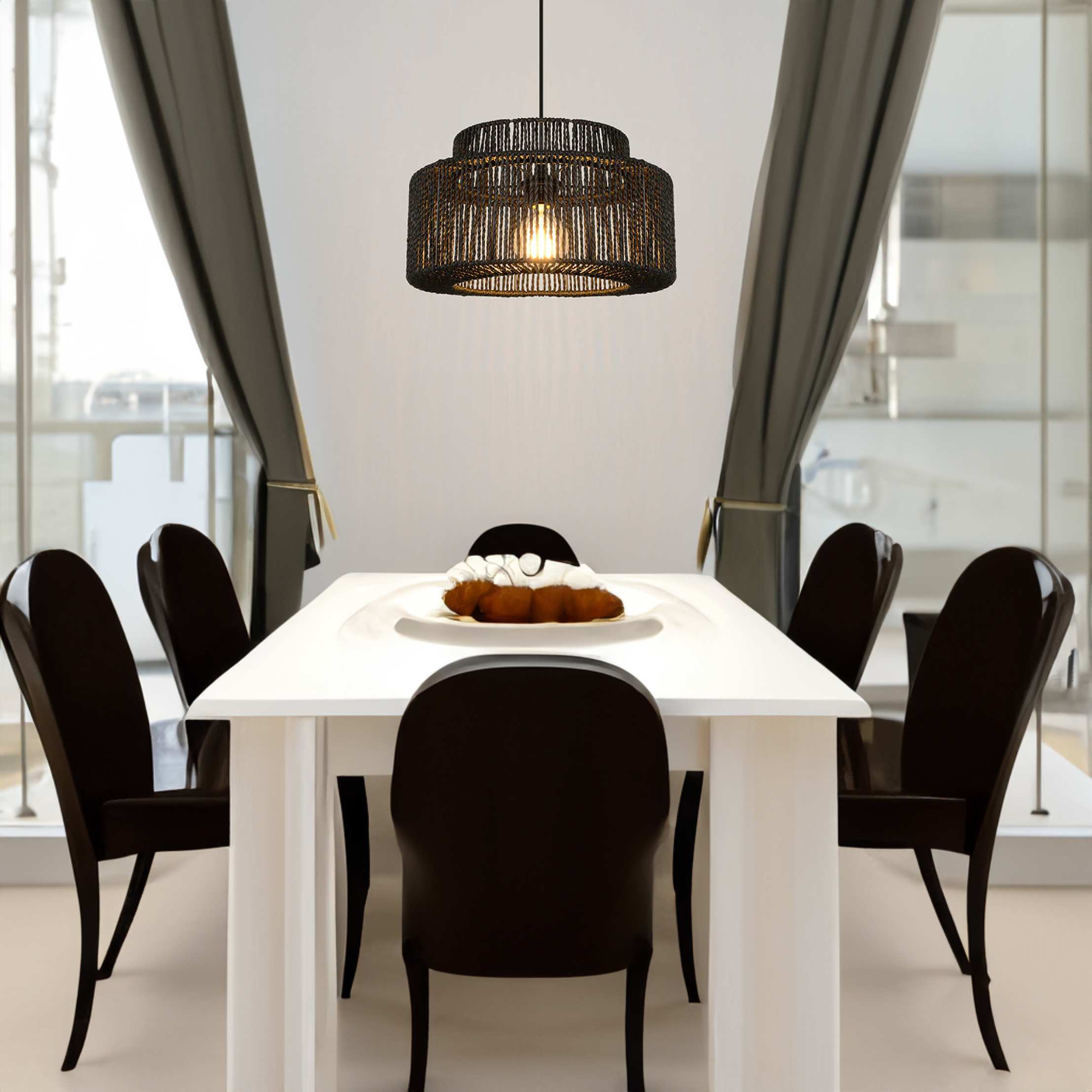 Ritta  Retro Rustic Drum Hanging Pendant Light