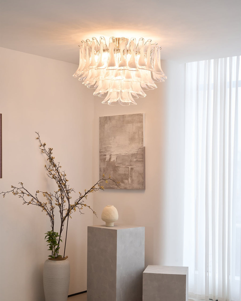 Aurora Ceiling Lamp Clear Glass Wave Layered Elegant