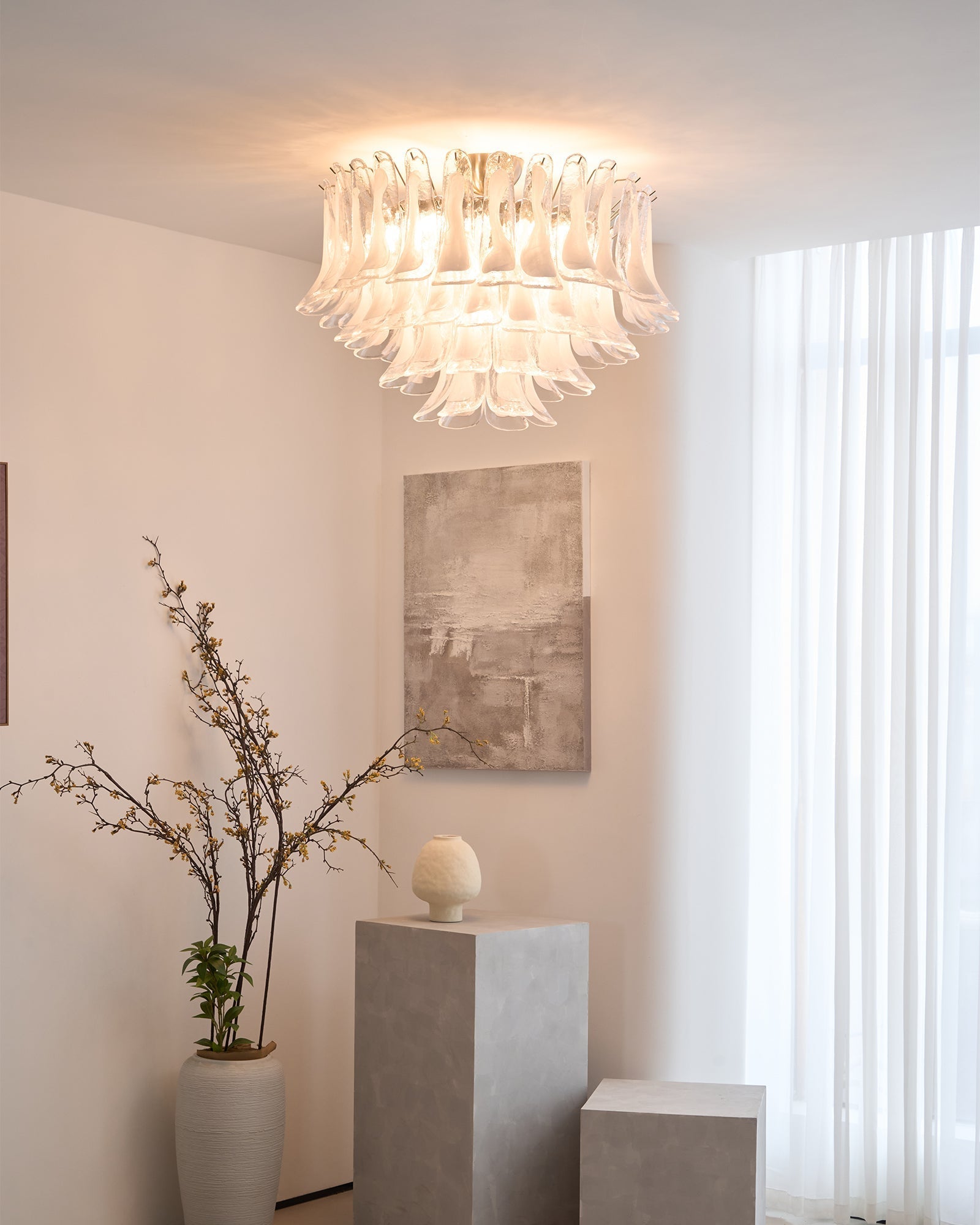 Aurora Ceiling Lamp Clear Glass Wave Layered Elegant