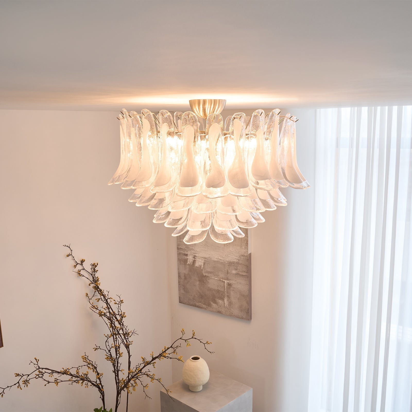 Aurora Ceiling Lamp Clear Glass Wave Layered Elegant