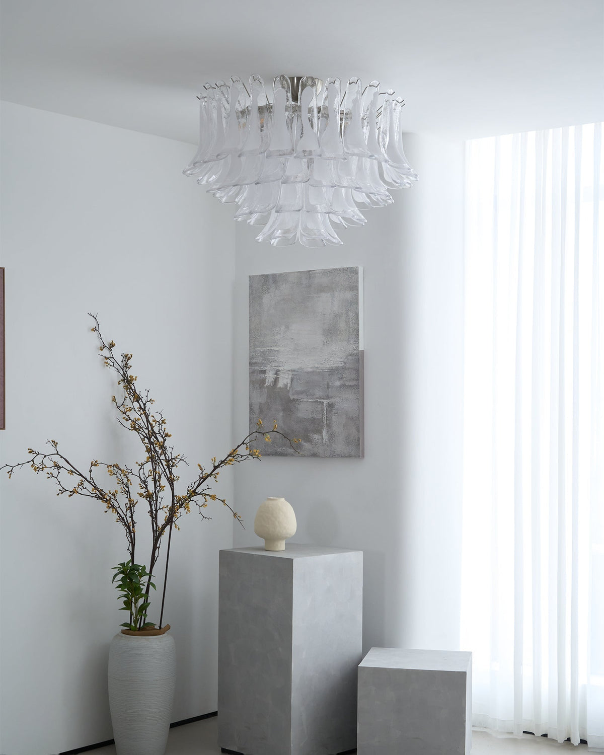 Aurora Ceiling Lamp Clear Glass Wave Layered Elegant
