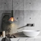 Arisha Industrial Cylindrical Pendant Light, Cement  Wabi-Sabi