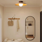 Muto Vintage Flush Mount Ceiling Light Wood Glass Bar Hotels