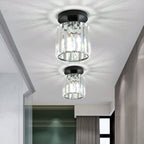 Arisha Modern Flush Mount Ceiling Light Black Gold Glass Bedroom