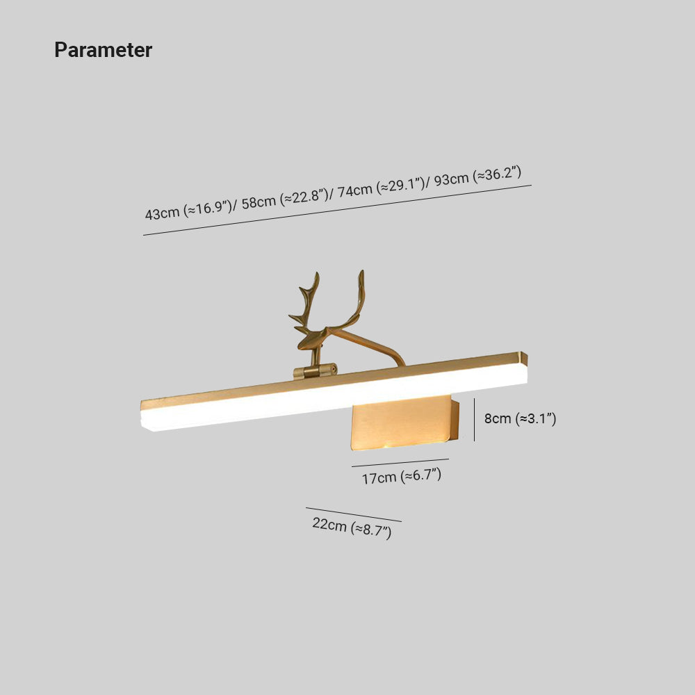 Arisha Vintage Antlers Mirror Front Vanity LED Wall Lamp