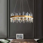Kristy Modern Crystal Ring Chandelier, Stainless Steel & Crystal