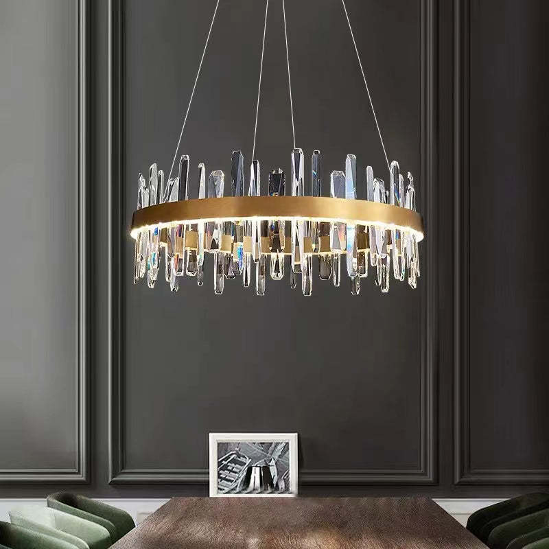 Kristy Modern Crystal Ring Chandelier, Stainless Steel & Crystal