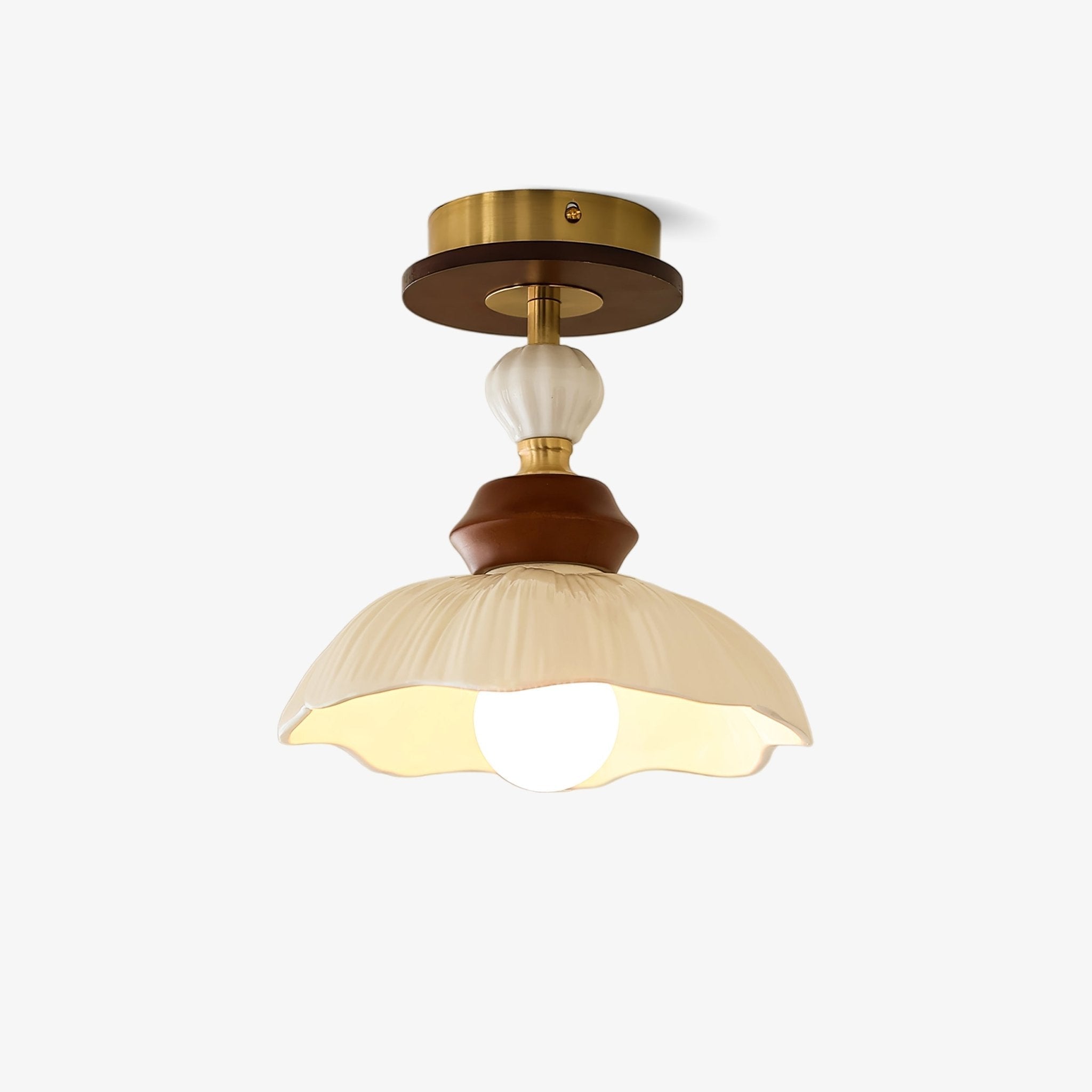 Petal Bloom Modern Ceramics & Wood Ceiling Light