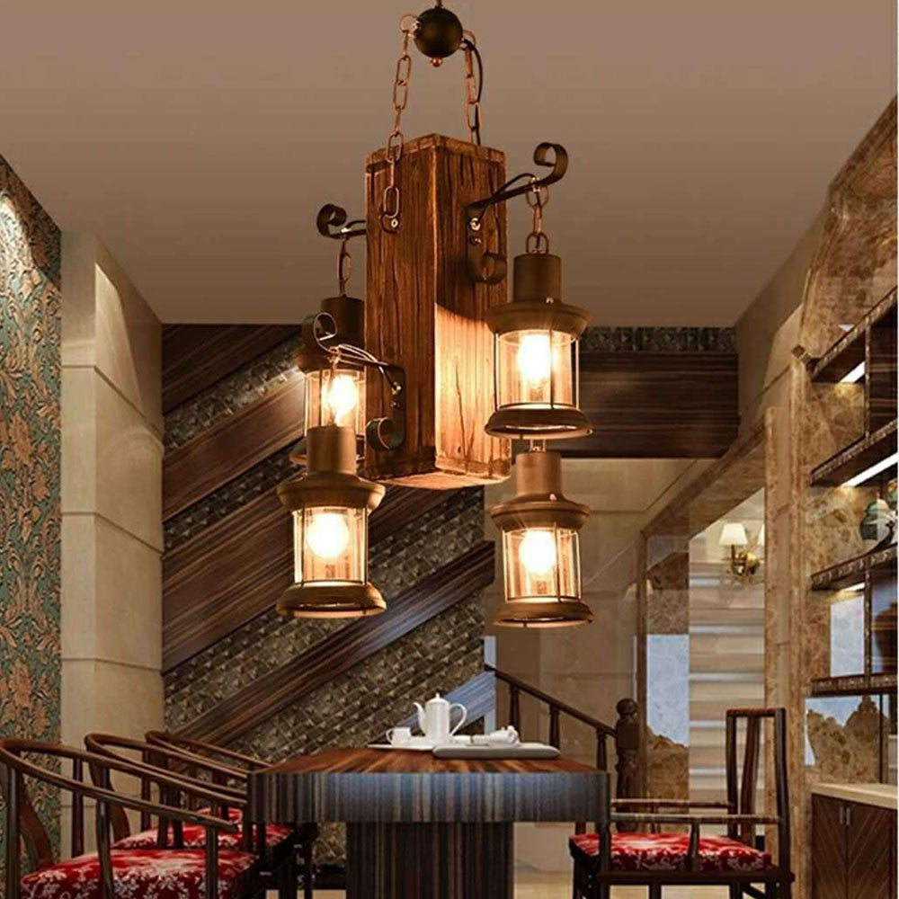 Epoch Vintage Rectangular /Wood Hanging Pendant Light
