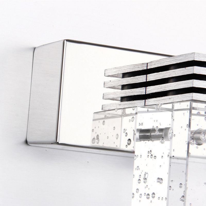Arisha Modern Square Crystal Vanity Wall Lamp, Bedroom/Bathroom