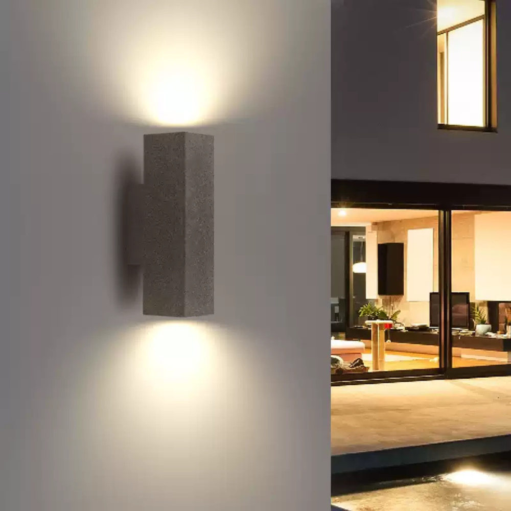 Ray Minimalist Square LED Outdoor Wall Lamp Cement Garden Corridor Balcony