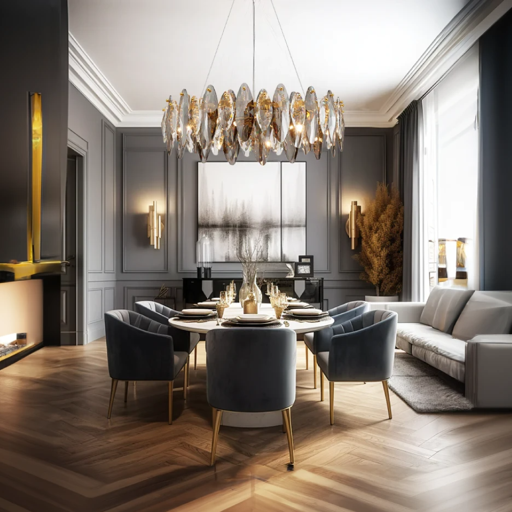Kristy Crystal Chandelier LED Elliptical Glass Living Room