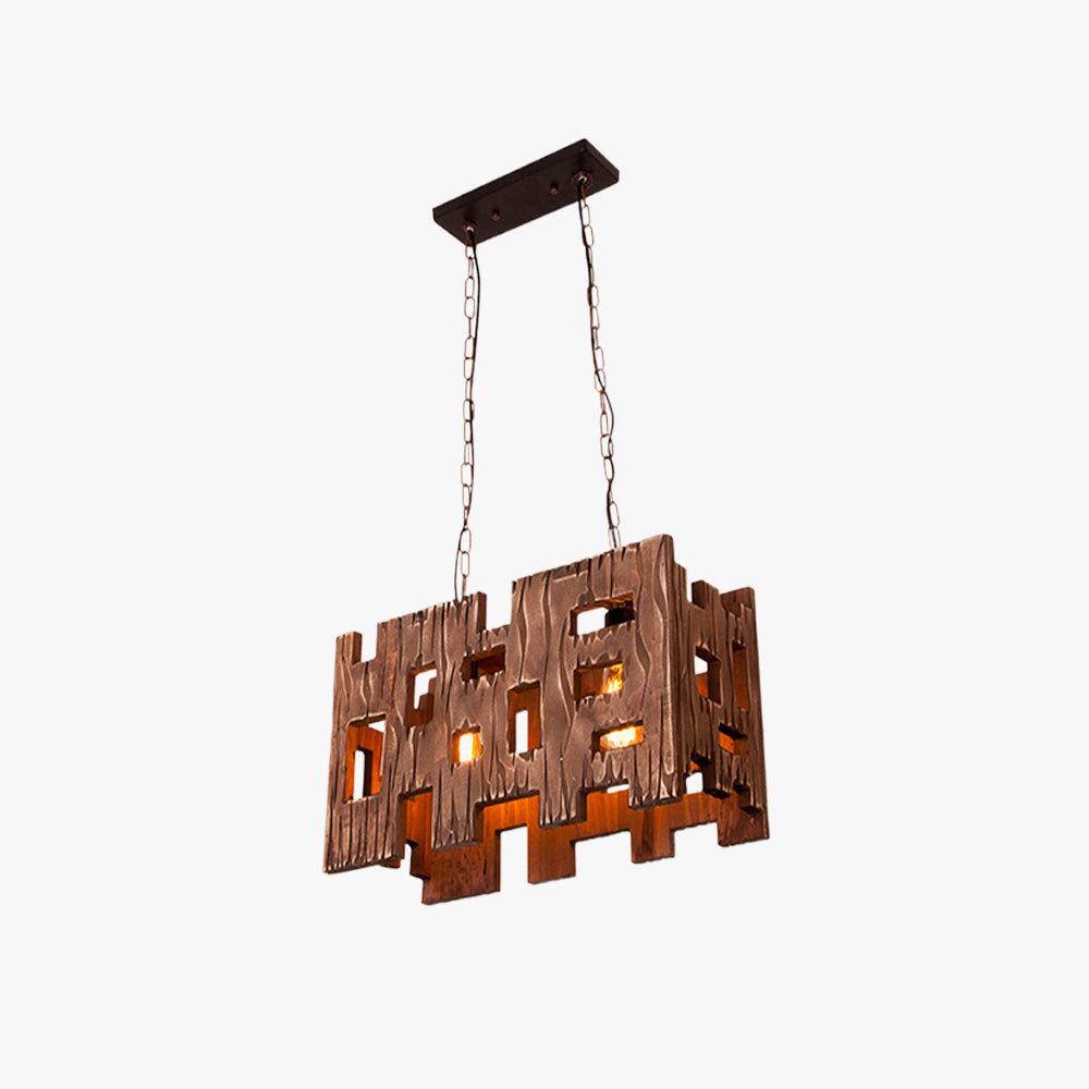 Epoch Rectangular & Wood Pendant Light, 19.6"