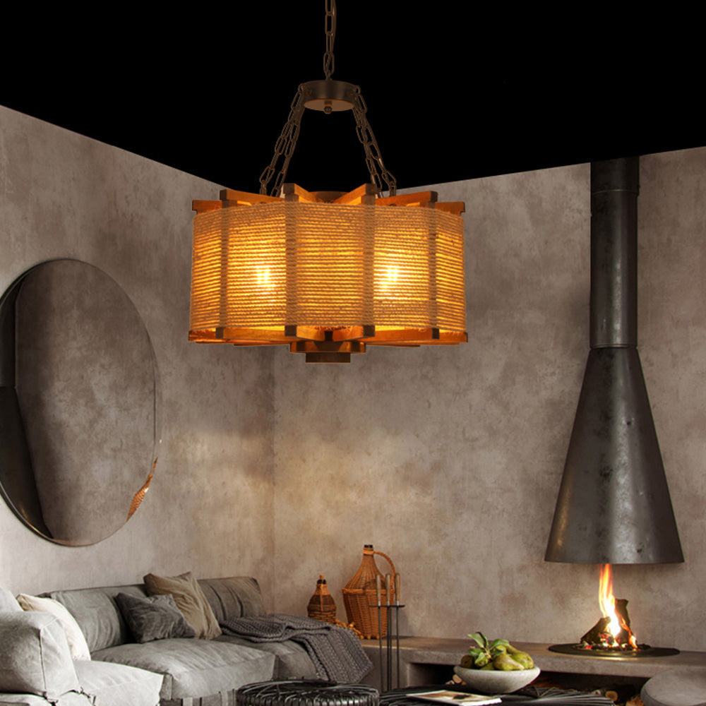 Epoch Retro Cylindrical /Wood Pendant Light