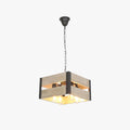 Silva Retro Square & Wood Pendant Light, 4 Heads, 2 Style