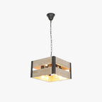 Silva Retro Square & Wood Pendant Light, 4 Heads, 2 Style