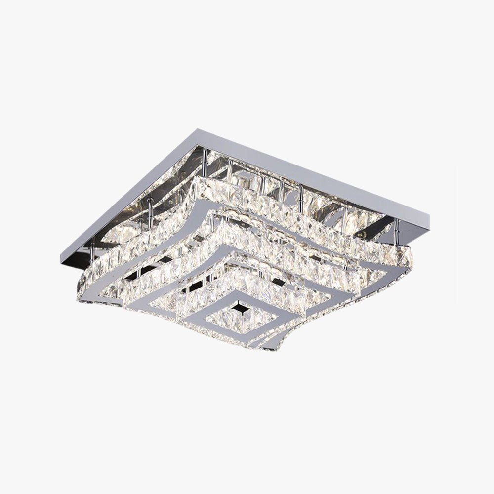 Kristy Luxury Square /Glass Flush Mount Ceiling Light, Living Room