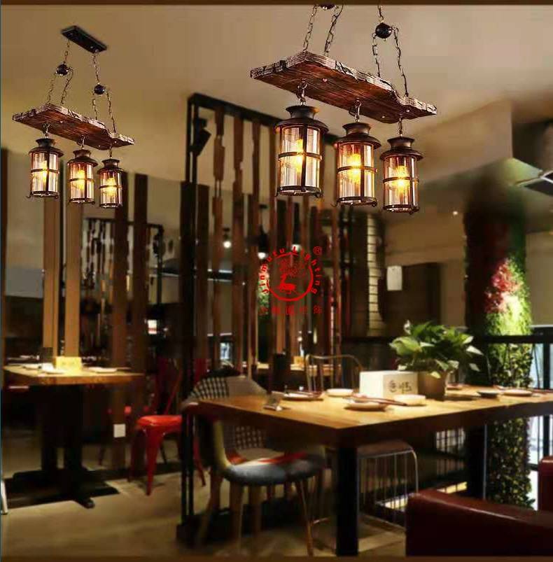 Epoch Retro 3 Lantern Linear Wood/, Chandelier