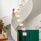 Valentina Modern Column Crystal Pendant Light, Stairs/Dining Room