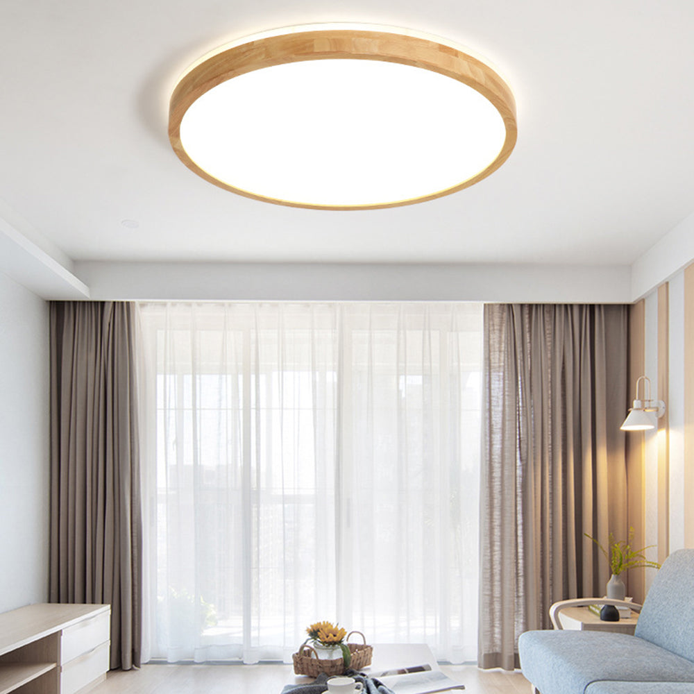 Muto Nordic Acrylic/Wood Flush Mount Ceiling Light Wood