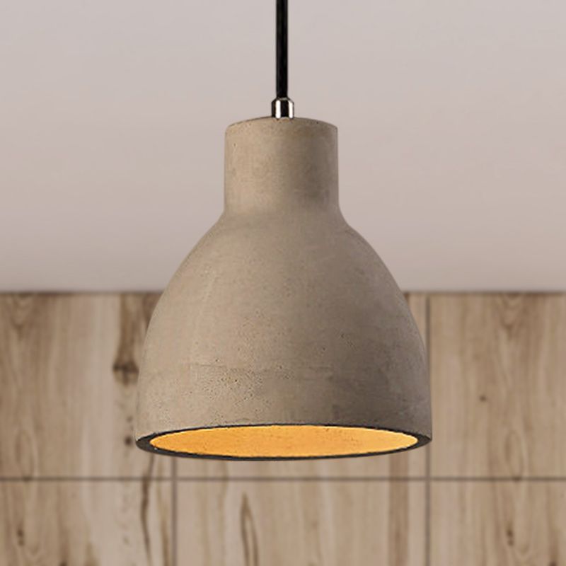 Avi Modern Dome Cement Pendant Light Gray Living Room