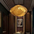 Ritta Modern Twist Rattan Pendant Light Wood Living Room