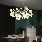 Olivia Ceramic Gingko Art Deco Chandelier  O-Shape
