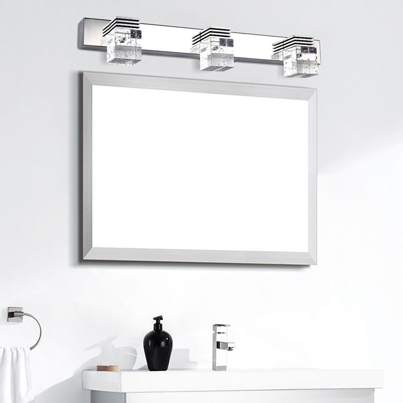 Arisha Modern Square Crystal Vanity Wall Lamp, Bedroom/Bathroom
