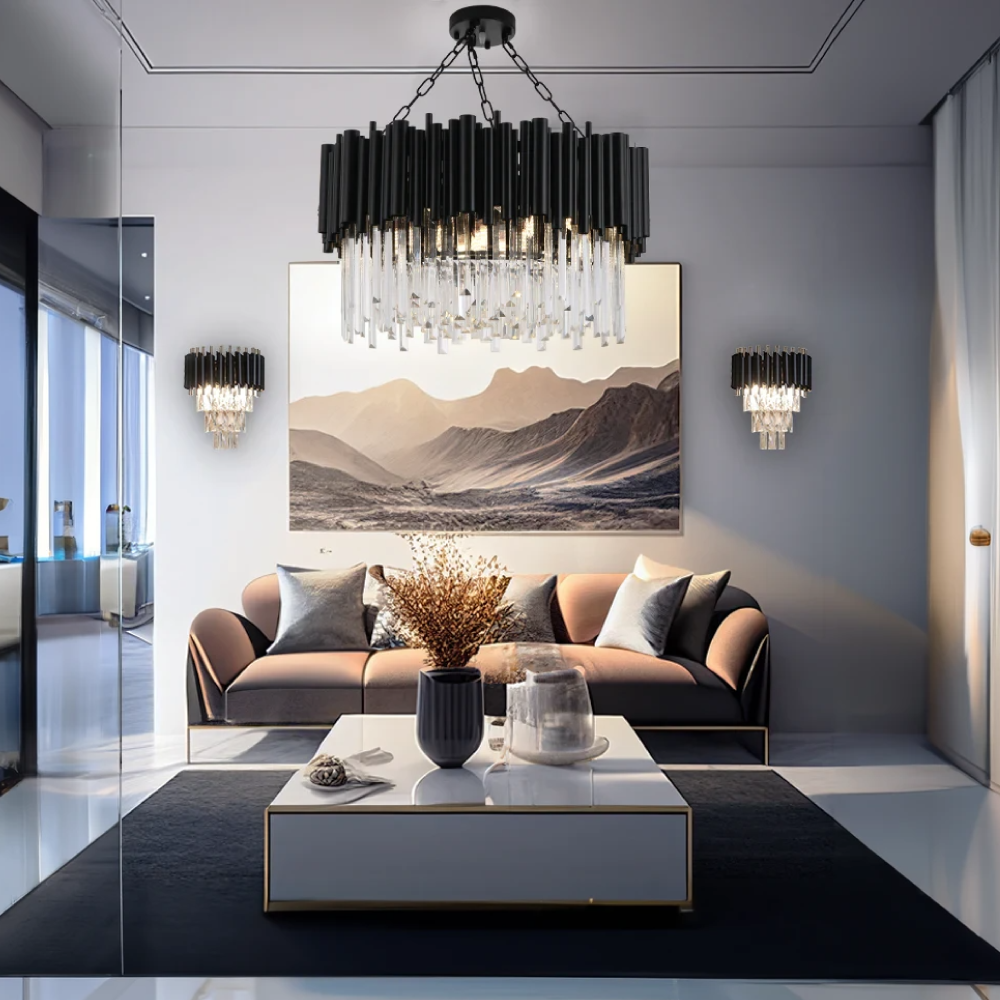 Kristy Industrial Cylindrical Glass Chandelier Living Room