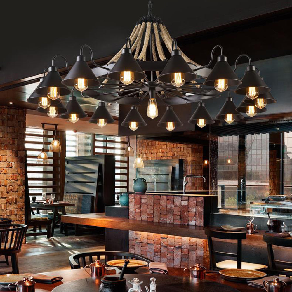 Epoch Vintage Industrial Rope Chandelier Living Room - image 5
