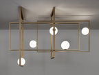 Lustra Chandelier Mondrian Glass Brass Geometric Modern