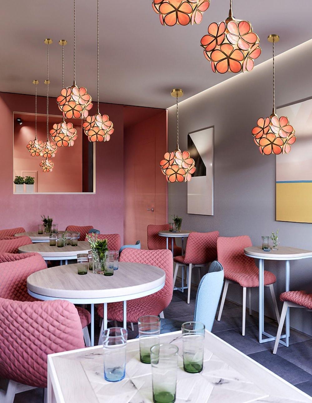 Lustra Pendant Lamp Glass Petal Shaped Kitchen