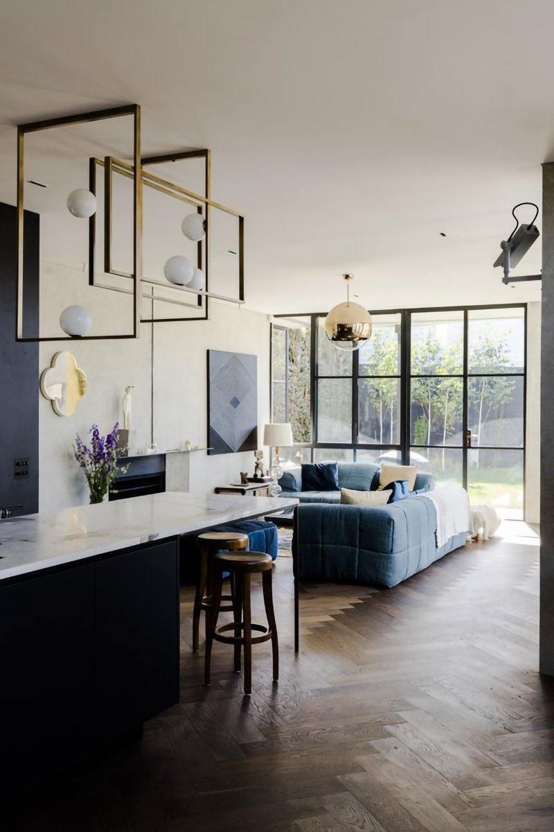Lustra Chandelier Mondrian Glass Brass Geometric Modern