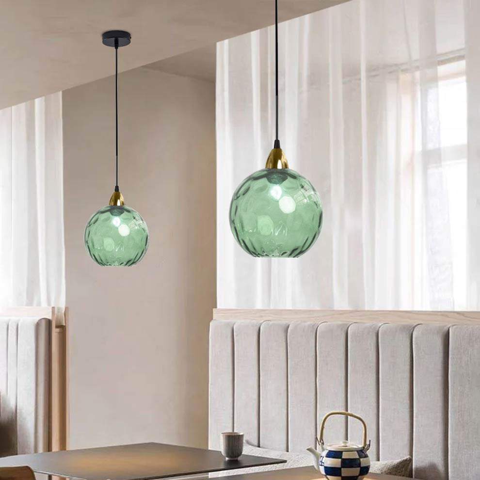 Valentina Colorful Glass Ball Pendant Light Water Ripple Living Room - Letslighting