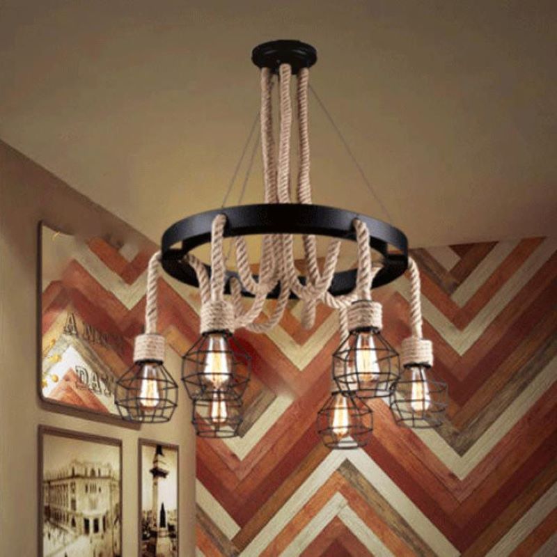 Epoch Industrial LED Chandelier /Rope Living Room/Bedroom