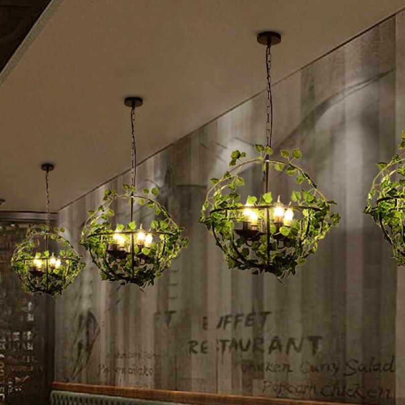 Nest Industrial LED Pendant Light Black Green Living Room