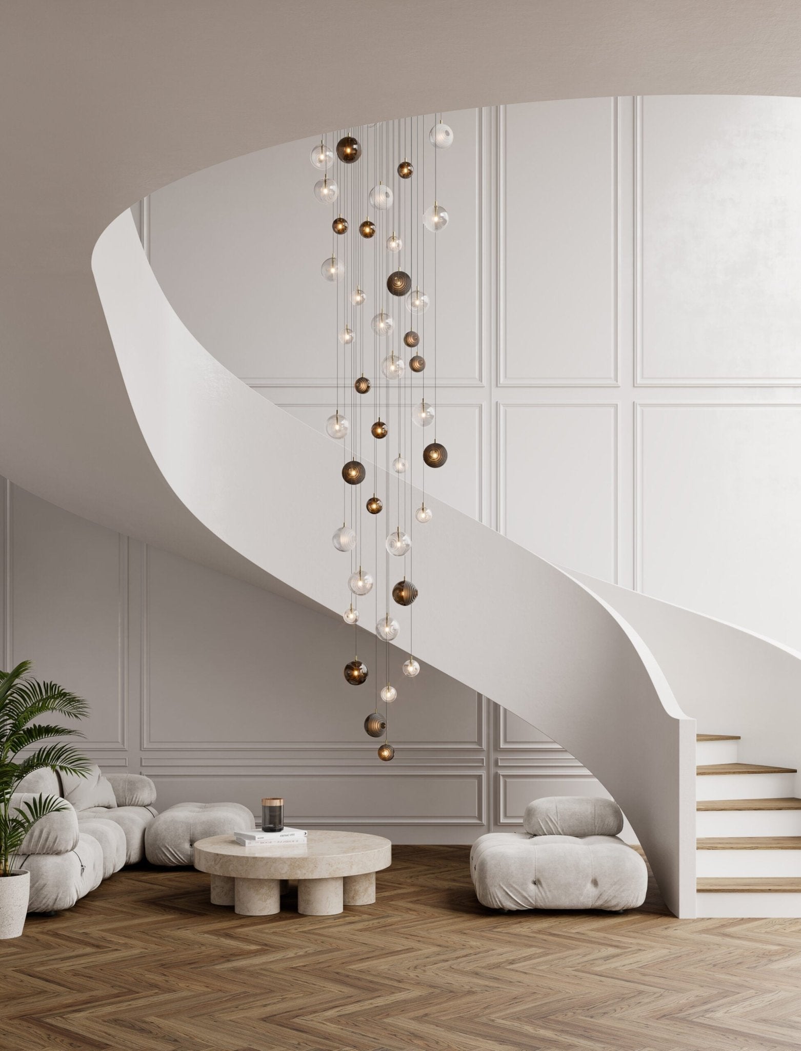 Cascade Modern Metal & Glass Chandelier