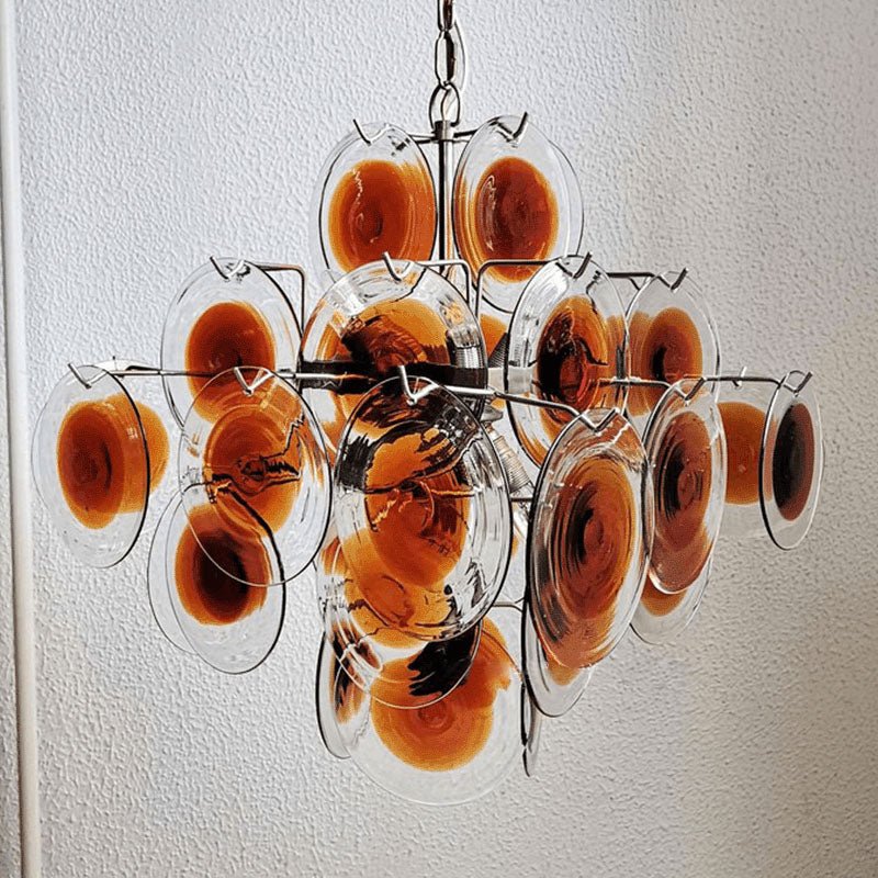 Aurora Chandelier Murano Glass Disc Mid Century